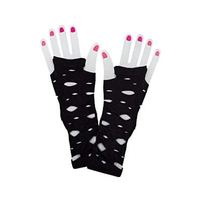 Image of Wicked Costumes Adult Long Fingerless Ripped Gloves Fancy Dress Accessory