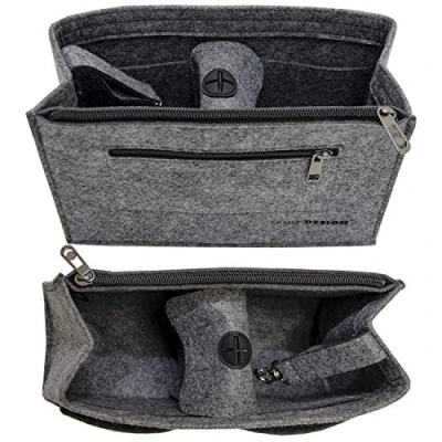 Image of DuneDesign Felt Handbag Organiser 23x10x16cm Bag Insert S Inner Pocket Grey
