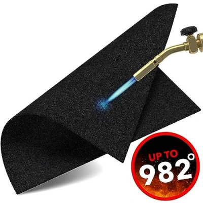 Image of Fireproof Mat 40 x 32 cm Heat Protection Resistant up to 982 C Soldering as for Safe Fire Ideal Black