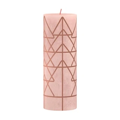 Image of Bolsius Pillar Candle Rustic Print Christmas Tree Misty Pink 19 cm / ø 7