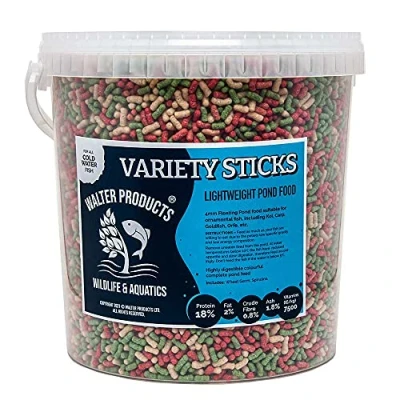 Image of Walters Variety Sticks (5L Tub) Pond Fish Food for Goldfish, Koi and all Cold Water Nutritional Floating in Stay Fresh EasyTubs Refill Bags