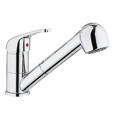 Image of Paini Single Lever Kitchen Mixer Tap, Sink, Chrome, Upper Low Spout with Pull Out 2 Jets and Cumulator