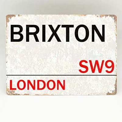 Image of Inga Brixton Sw9 Metal Sign London Street Novelty Retro Wall Plaque Door Tin Sign/Retro Decor 8X12 inch