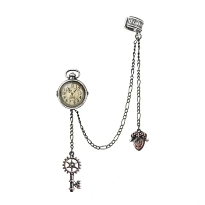 Image of Alchemy Gothic Uncle Albert&#039;s Timepiece Women Ear Stud Silver Coloured, Pewter,