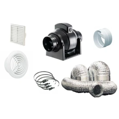 Image of MF100S MF100T Timer Std Mixedflow Back Draught Bathroom Inline Fan Kit 4&quot; 100mm (MF100 Timer)