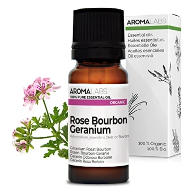 Image of BIO Rose Bourbon Geranium Essential Oil 10mL 100% Pure, Natural, Chemotyped and AB Certified AROMA LABS (French Brand)