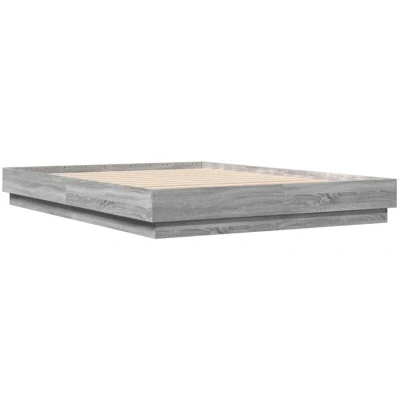 Image of vidaXL Bed Frame with LED without Mattress Grey Sonoma 140x200 cm