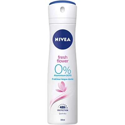 Image of NIVEA Deodorant Aluminium Free Spray, Fresh Flower Pack of 6 (6 x 200ml), 100% Deodorant, 48Hr Protection for Women, Floral Spray
