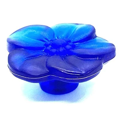 Image of Swish 2 x Flower KNOBS 48mm Frosted Glass Navy Dark Blue Cupboard Cabinet Drawer knob