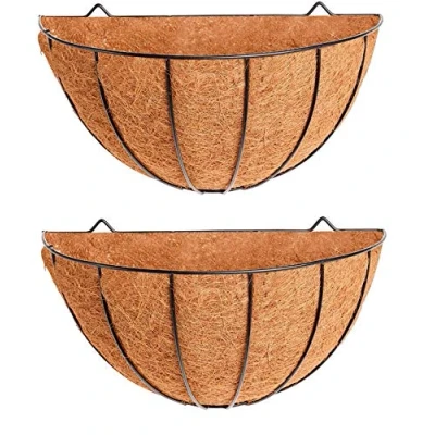 Image of Wall Basket Planter &amp; Coco Liner 16 Inch Traditional Decorative Flower