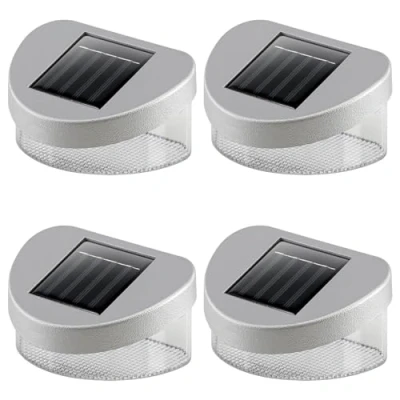 Image of GEEZY LED Solar Fence Lights Outdoor Garden Waterproof Wall Deck Patio Yard Decoration Set of 4