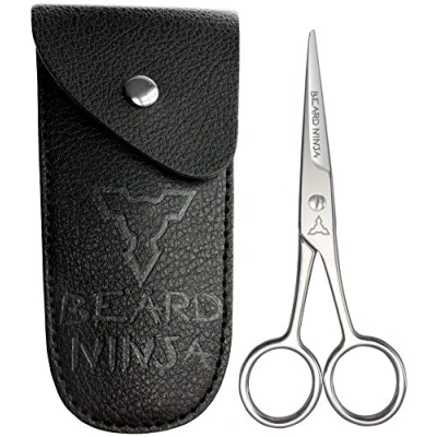 Image of Beard NINJA Professional Scissors for Men. Moustache &amp; Trimming +PU Leather case. Grooming kit. Sharp Scissor Precise Shaping Cutting Facial Hair, Nose Hair Eyebrow
