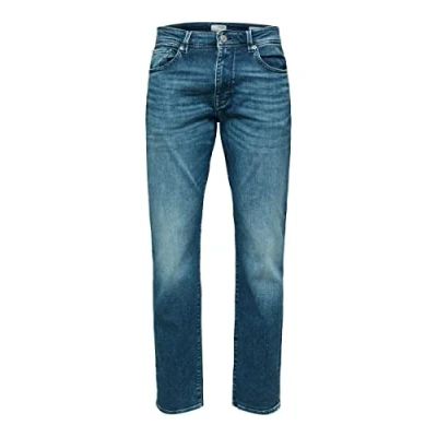 Image of SELECTED HOMME Men&#039;s Slh196 straightscott 31601 M.Blue W Noos Jeans, Medium Blue (Medium Denim), 31 W/34 L