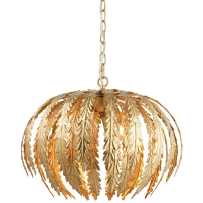 Image of Delphine Floral Leaves 3 Light Spherical Pendant Gold Paint, E14