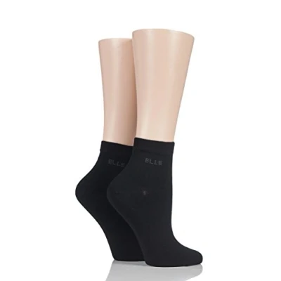 Image of 2 Pair Black Bamboo Anklet Socks Ladies 4 8 Elle
