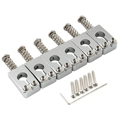 Image of Musiclily Ultra 10.8mm Brass PRS Style Bridge Saddles for Strat Electric Guitar, Chrome (Set of 6)