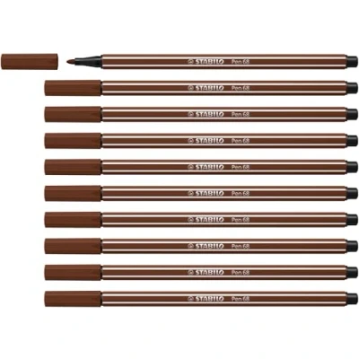 Image of Premium Fibre Tip Pen STABILO 68 Pack of 10 Brown