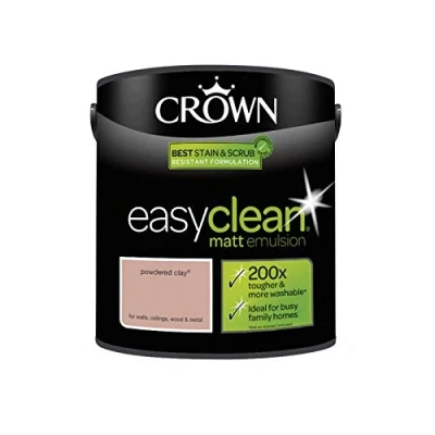 Image of 2.5L CROWN Easy Clean MATT Emulsion Multi Surface Paint That can be Used on Walls, Ceilings, Wood and Metal. Stain &amp; Scrub Resistant Formula Powdered Clay