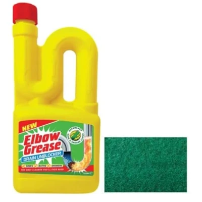 Image of Elbow Grease Drain Unblocker (750 ml) Effective For Sinks, Baths, Showers Stubborn Blockages with Multipurpose Scouring Pad