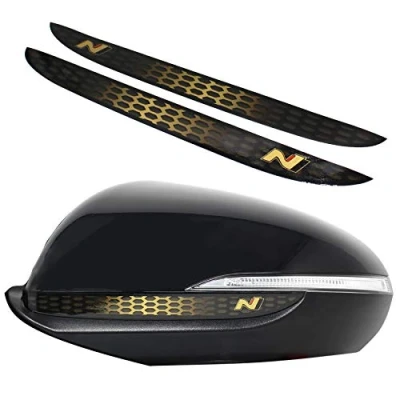 Image of DS013 Mirror Sticker Film Stripes Decorative Wing Rear View Car Digital Print Honeycomb (Gold