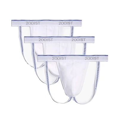 Image of 2(X)IST Men&#039;s Cotton Stretch Jock Strap 3 Pack white S
