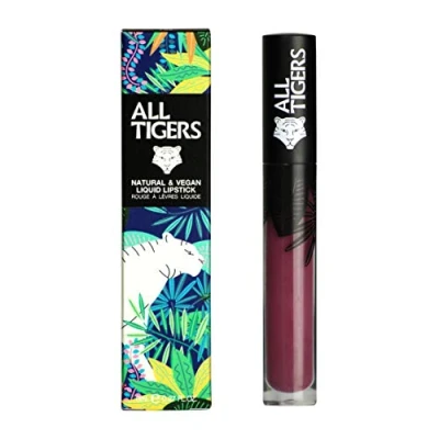 Image of Natural and Vegan Liquid Lipstick with Matte Finish Long Lasting Wear Color: Purple “Feel the Power 980 Crude Oil free Lipsticks Organic Ingredients ALL TIGERS