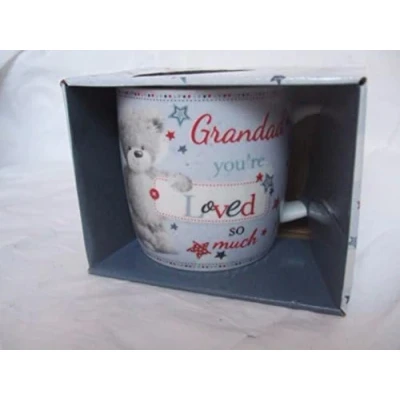 Image of &quot;Grandad, You&#039;re Loved so Much&quot; Blue Teddy Bear Sentimental Mug with Presentation Box