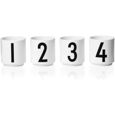 Image of Design Letters Advent Candle Holder Cup Set of 4 Cups Perfect for Decoration, Christmas Home Decoration in Porcelain with Engraved