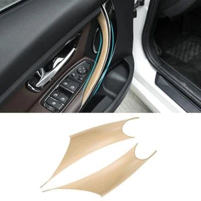 Image of TTCR II 2PCS Door Handle Covers Compatible with BMW 3 Series 4 F30/F31/F34/F80 320i,328i,330i,335i &amp; F32/F33/F36 428i,435i,Driver Side and Front Row Passenger Pull (Beige)