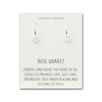 Image of Philip Jones Rose Quartz Drop Earrings with Quote Card
