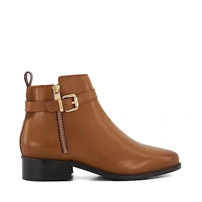 Image of Dune Ladies Pepi Buckle Side Casual Ankle Boots Size UK 5 Flat Heel Tan