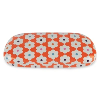 Image of LAGO TERRA Retro Floral Print Hard Shell Glasses Case Daisy Chain Orange (Medium)