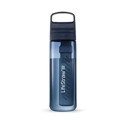 Image of LifeStraw Go Series — BPA Free Water Filter Bottle for Travel and Everyday Use Removes Bacteria, Parasites Microplastics, Improves Taste, 22oz Aegean Sea