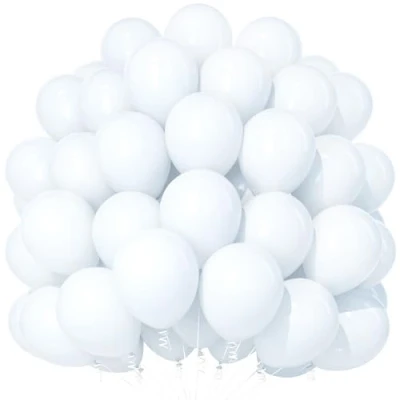 Image of Teselife White Balloons, 100Pcs 12 Inch Matte Latex Party Balloons for Girl Women Birthday Anniversary Wedding Engagement Graduation Baby Shower Decorations