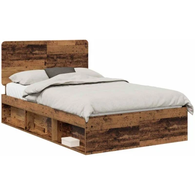 Image of vidaXL Bed Frame with Headboard Old Wood 120 x 190 cm Solid Pine
