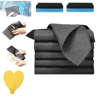 Image of Donubiiu Cleaning Cloths,Magic Wipes,Streak Free Microfiber Magic Wipes,Thickened Cloth for Home All Purpose (5 Pcs)