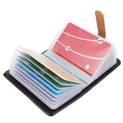 Image of AltomStar 10 Colors Credit Card Holder Wallets for Women Men Leather 26 Slots (Black#2)