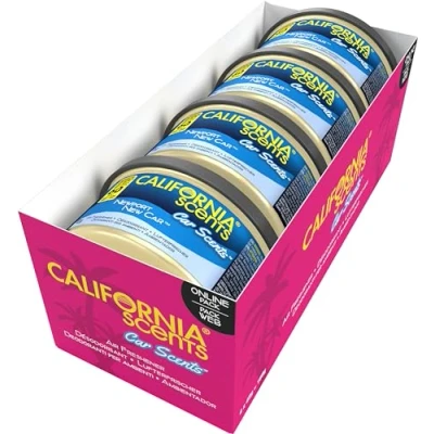 Image of California Scents, Car Air Fresheners Can, Newport New Scent, Pack of 4, Strong Adjustable Long Lasting Fragrance, Eliminates Odour