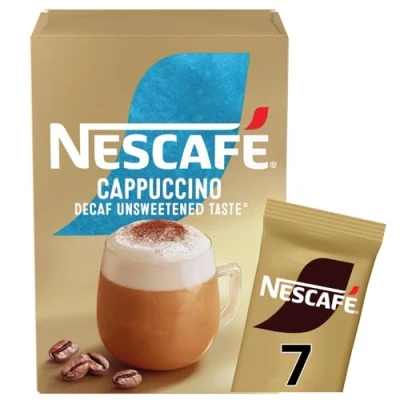 Image of NESCAFÉ Cappuccino Decaf Instant Coffee 7 Sachets, 100percent Responsibly Sourced Pack of 1