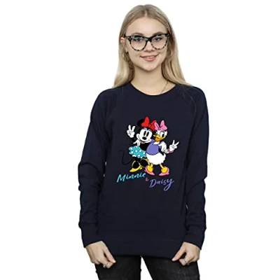 Image of Disney Womens/Ladies Minnie Mouse And Daisy Sweatshirt (Navy Blue) Size X Large