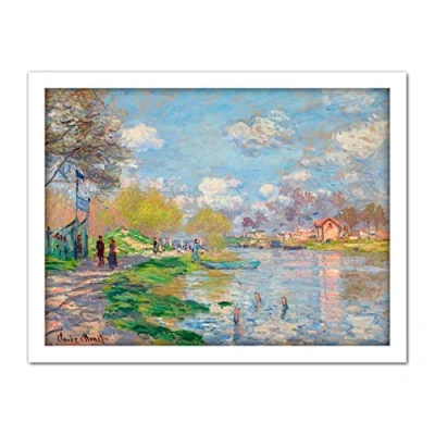Image of Claude Monet Spring By The Seine Large Framed Art Print Poster Wall Decor 18x24