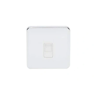 Image of Schneider Electric Lisse Screwless Deco Single Data Socket, CAT5E, RJ45, GGBL7071C5WPCS, Polished Chrome with White Insert