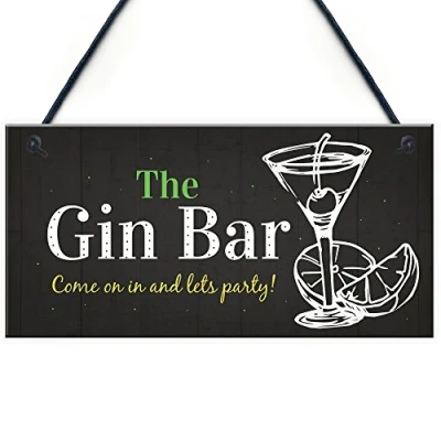 Image of RED OCEAN Gifts For Him Her Gin Bar Party Plaque Man Cave Garden Kitchen Pub &amp; Tonic Alcohol Sign