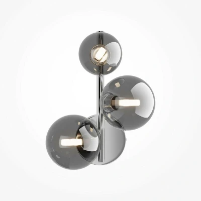 Image of Maytoni Dallas Modern 3 Light Wall Lamp Chrome, Smoky Shade, G9