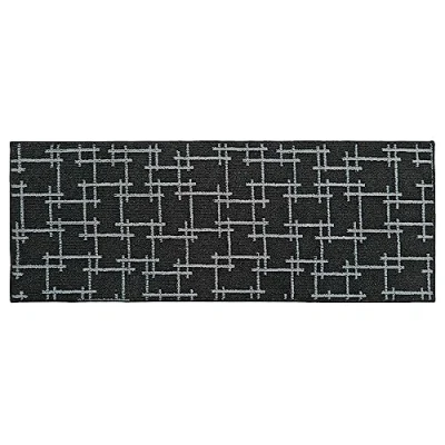 Image of JVL Vector Machine Washable Latex Backed Runner Doormat, 57x150cm, Black