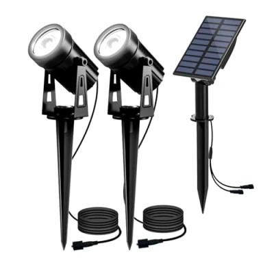 Image of T SUN Solar Spotlights, 2 in 1 Landscape Spotlights with 9.8ft Cable, 3W Big Panel Run for 12hrs, Lighting Modes, Waterproof Outdoor Uplight Yard,Pathway,Lawn,Patio Etc.
