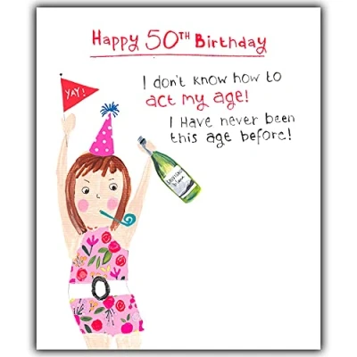 Image of 50th Birthday Card For Her, Funny Day Happy Card, Age 50 Women, Female Cards Her