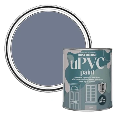 Image of Rust Oleum Blue uPVC Door and Window Paint in Satin Finish Hush 750ml