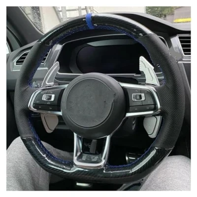 Image of Steering Wheel Cover Black Suede Leather Car For Golf 7 MK7 GTI R VW Polo Scirocco 2015 2016 Protection (Color : G)