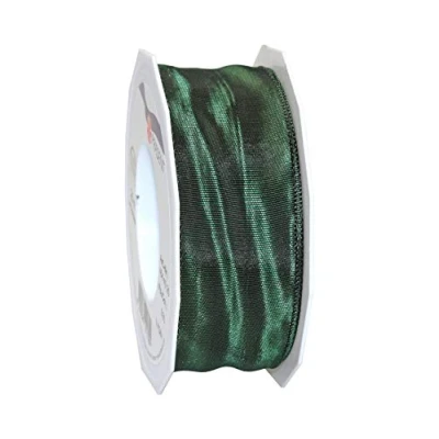 Image of Präsent Lyon Wired Taffeta Ribbon Fir Sprigs 40 mm Width, 25 m Length